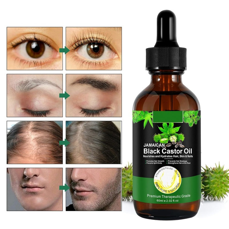 Jamaican Black Castor Oil for Hair Growth, Skin Care, Nails& Cuticles, Nourish the Scalp, Dry Skin Relief, Improve Blood Circulation, Face Body Moisturizer, Lash Serum, Castor Oil for the Unisex(60ml)