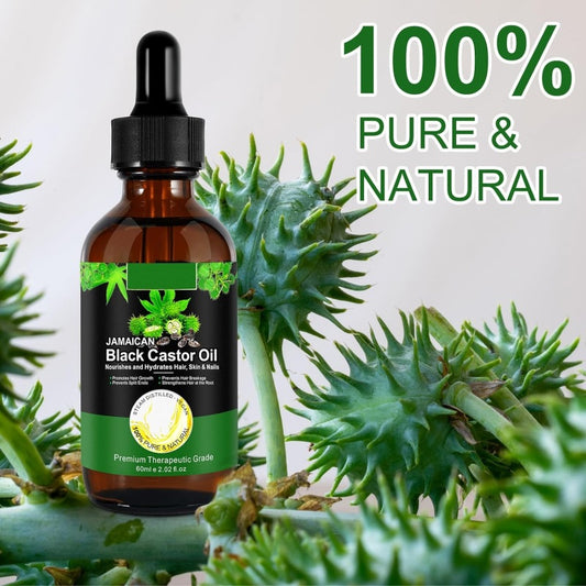 Jamaican Black Castor Oil for Hair Growth, Skin Care, Nails& Cuticles, Nourish the Scalp, Dry Skin Relief, Improve Blood Circulation, Face Body Moisturizer, Lash Serum, Castor Oil for the Unisex(60ml)