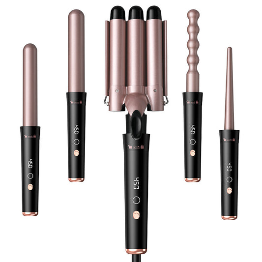 Waver Curling Iron Wand, BESTOPE PRO 5 in 1 Curling Wand Set,Fast Heating Hair Wand Curler in All Hair Type