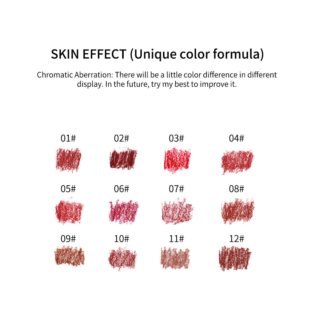 SHCOETY 12-color matte lipstick lip liner set nude color long-lasting non-fading