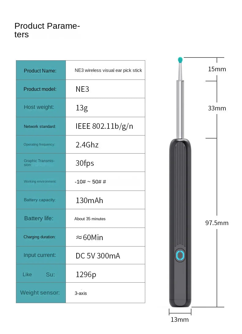 Ear Wax Removal, Ear Cleaner with Camera and Light, Ear Wax Removal Kit with 1296P Otoscope, Ear Cleaning Tool with 8 Ear Spoon